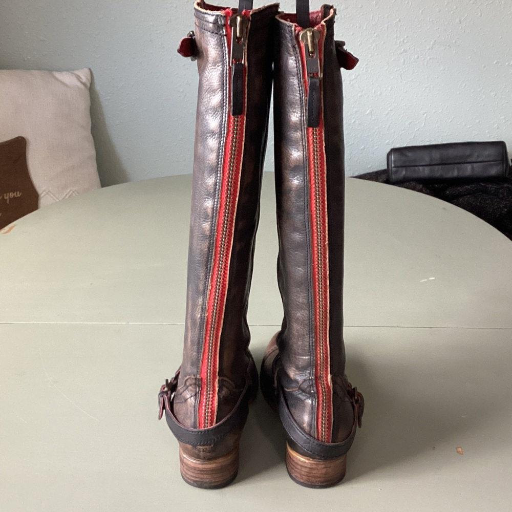 Freebird Brown and Red Heeled Boots